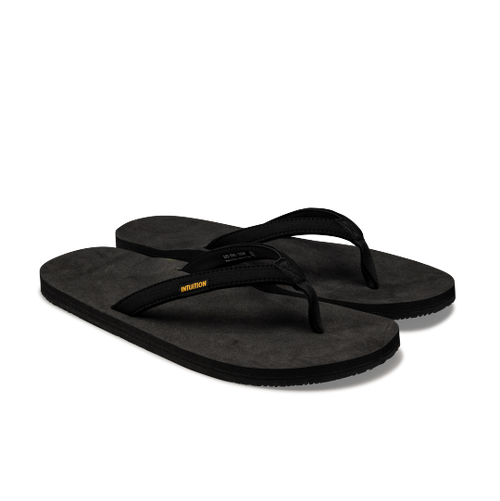 Intuition Sandals: Black Gold Flip Flops