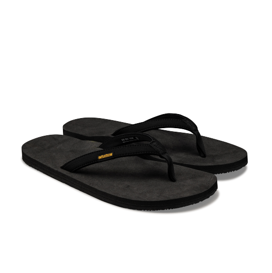 Intuition Sandals: Black Gold Flip Flops