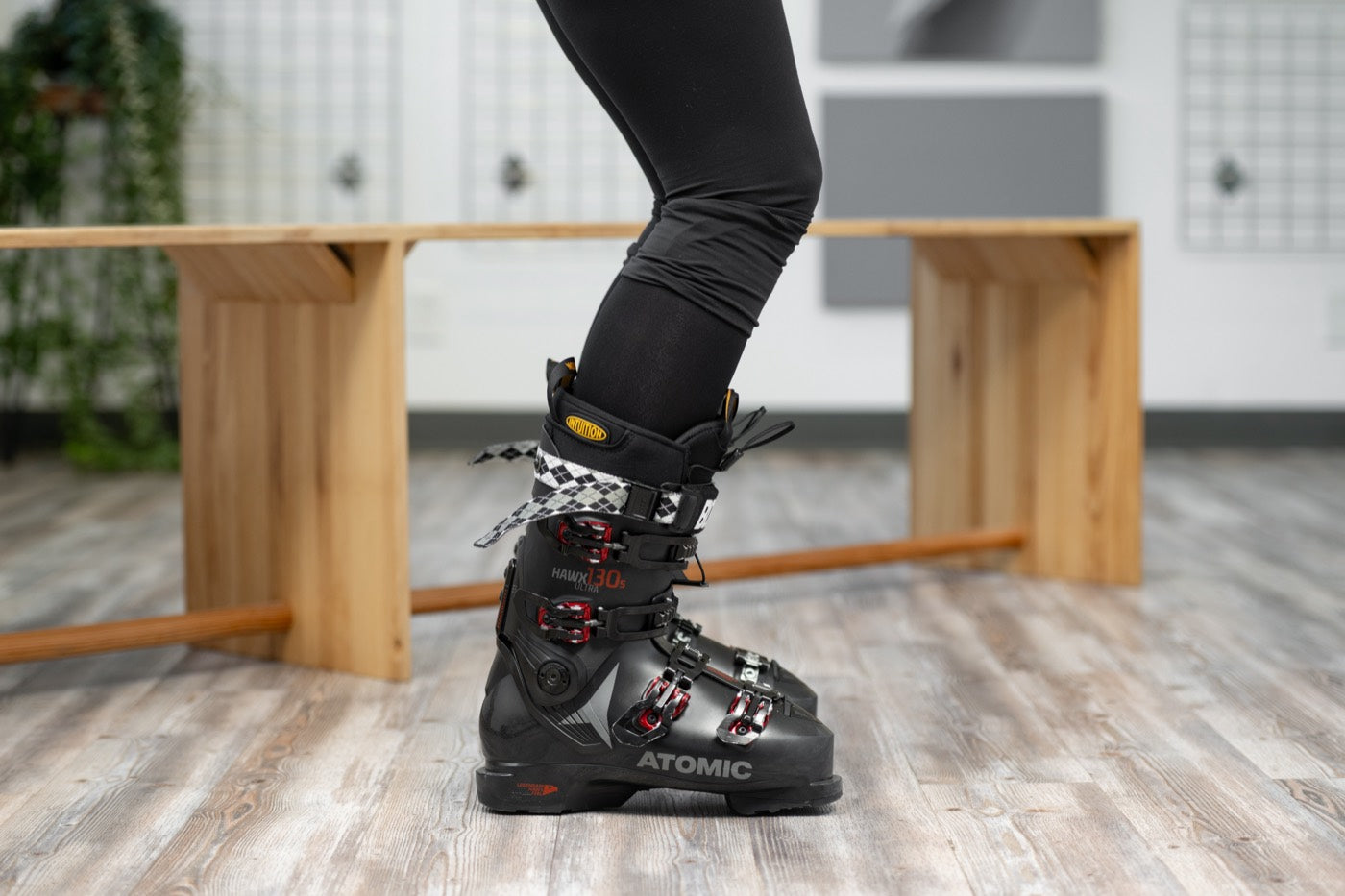 Standing with toes elevated while the liner cools